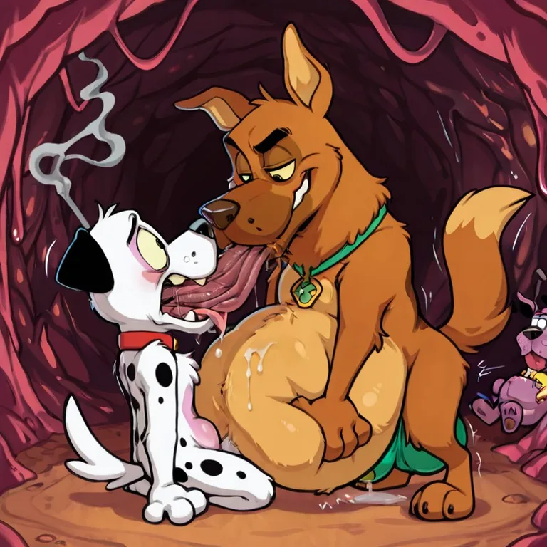 Courage the Cowardly Dog in Surreal Scene