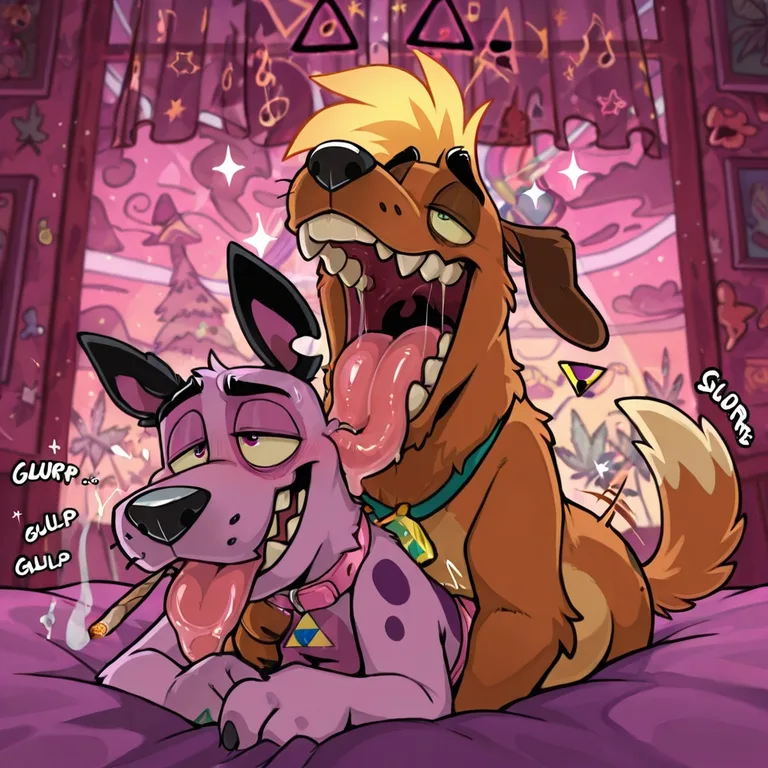 Courage the Cowardly Dog and Scooby-Doo Stoned Together