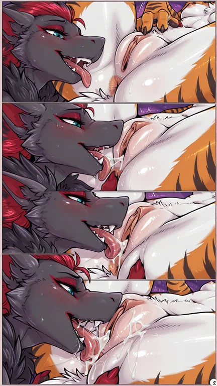 Zoroark and Tigress in a Moonlit Meadow