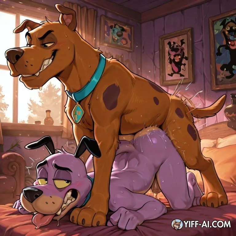 Courage and Scooby-Doo Intimate Embrace