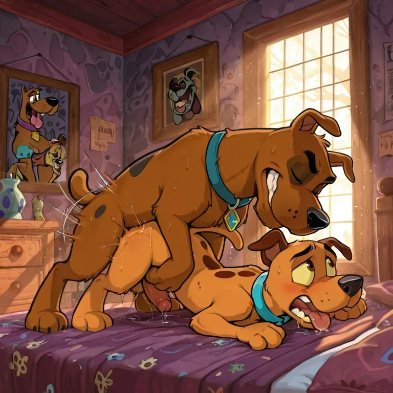 Courage the Cowardly Dog and Scooby Doo Embrace Passionately