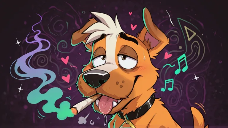 Courage the Cowardly Dog Stoned with Heart and Triforce Symbols