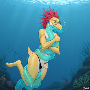 Alien Creature Embracing Tentacles Underwater
