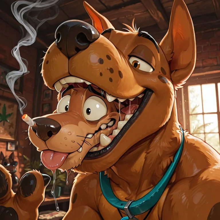 Scooby and Courage Sharing a Haze-Filled Adventure