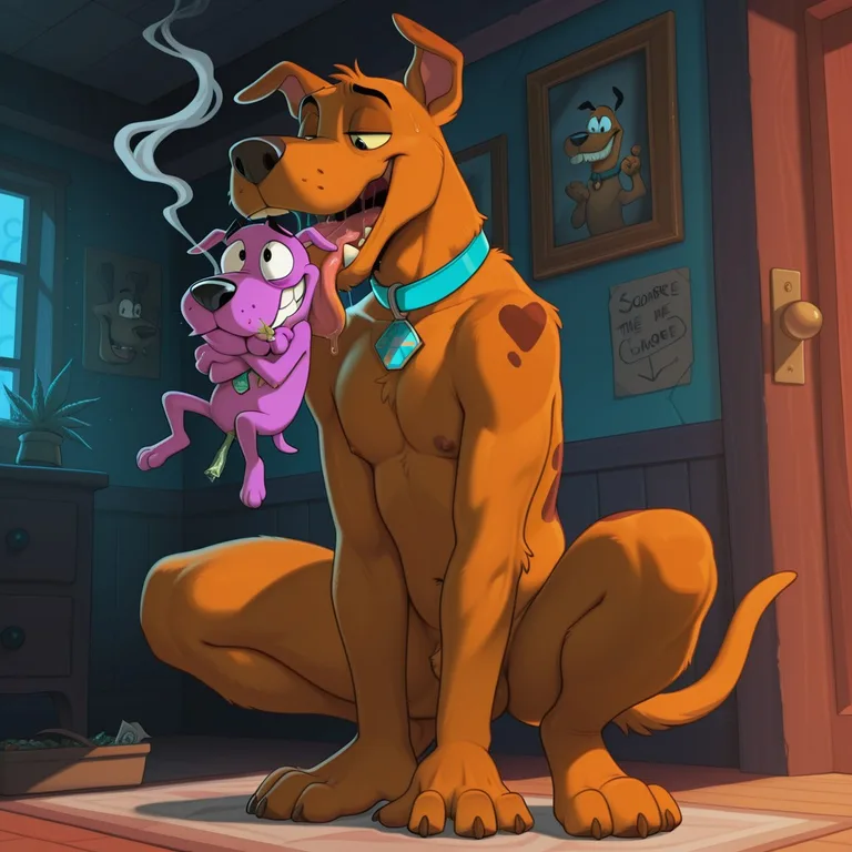 Scooby-Doo and Courage the Cowardly Dog Share a Cigarette