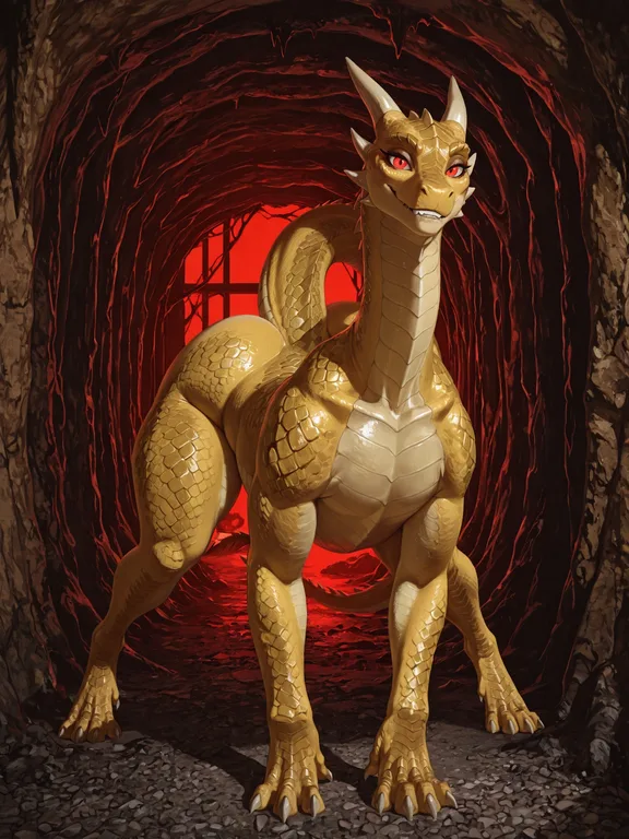 solo, dragon, animalistic, (feral), female, black and_yellow