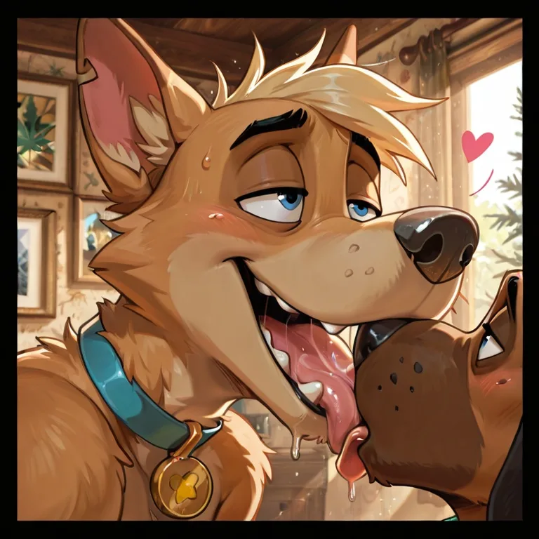 Courage the Cowardly Dog and Scooby Fox Stoner Furry Kiss