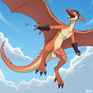Flying Pteranodon with Spiked Penis