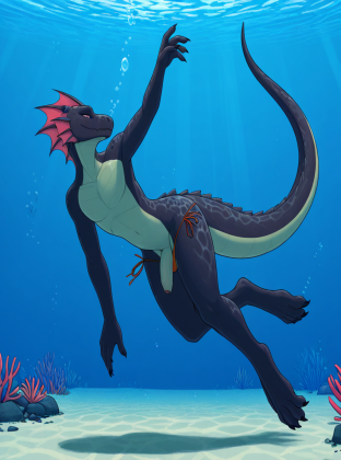 Seductive Lizard in Underwater Thong