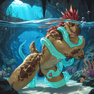 Alien Creature Submerged in Cave