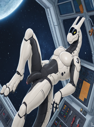Astronaut Floating in Space Station
