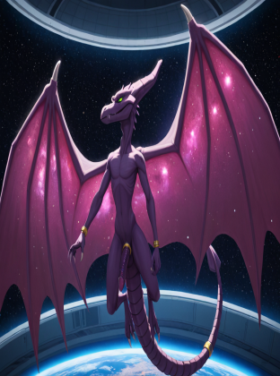 Alien with Winged Penis in Galactic Space
