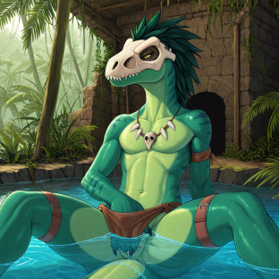 Raptor Warrior in Jungle Ruins Fingering_self