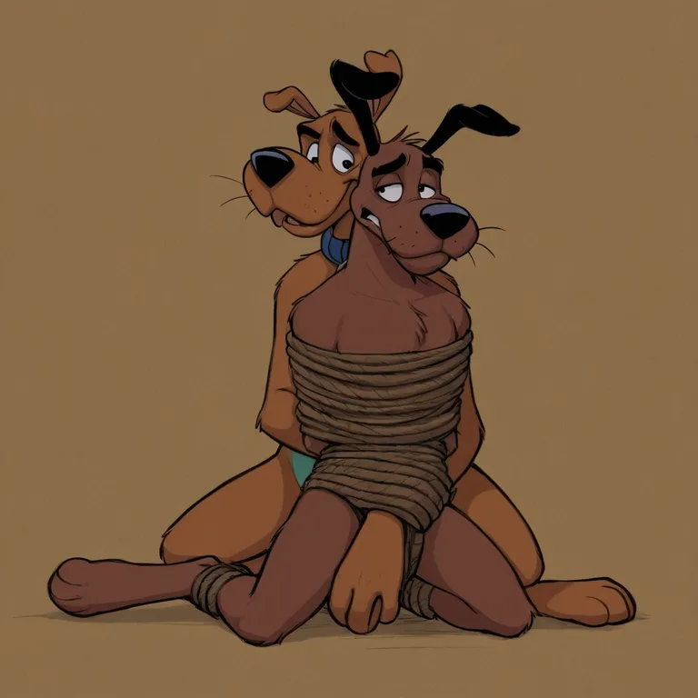 Cartoon Dogs Bound Together
