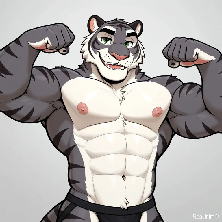 Powerful Tiger Flexing Muscles