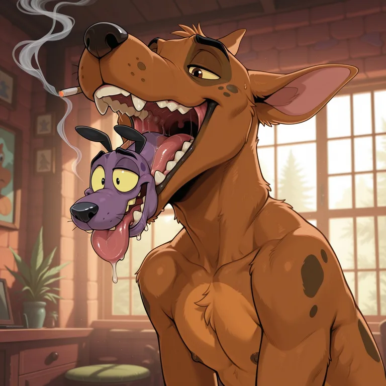 Scooby-Doo and Courage Sharing a Joint