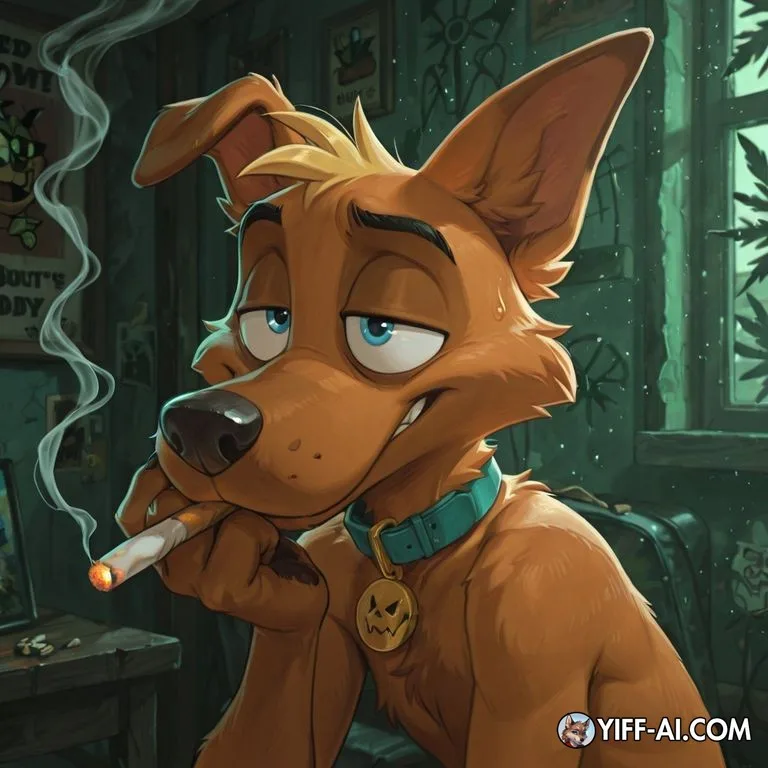 Anthro Stoner Fox Smoking Marijuana