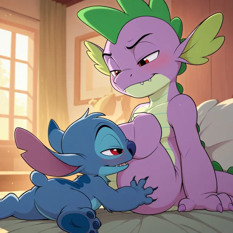 Spike the Dragon with Lilo and Stitch