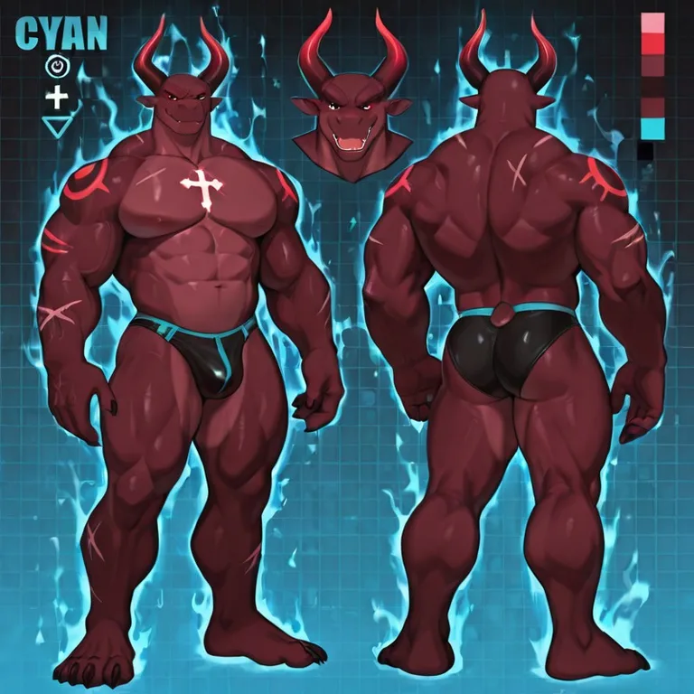 Crimson And Cyan Dragon Reference Sheet