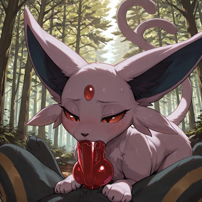 Espeon And Umbreon In A Forest Clearing