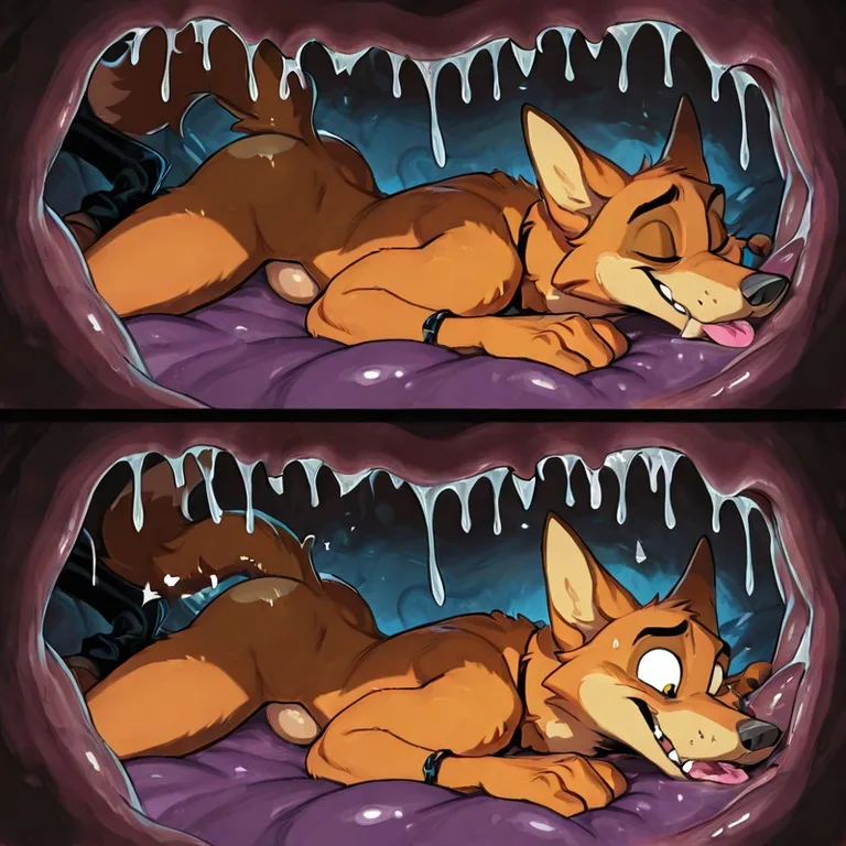 A Fox Struggles To Escape A Dog's Mouth