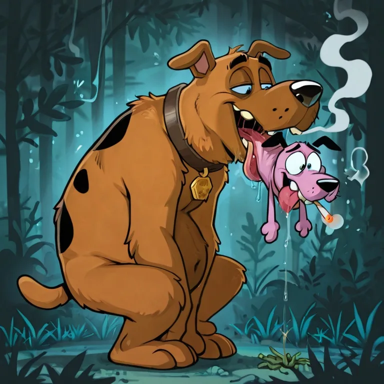 Anthro Courage the Cowardly Dog Smoking Marijuana Male