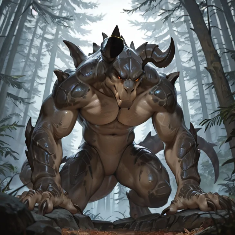Muscular Deathclaw Warrior in Battle Stance