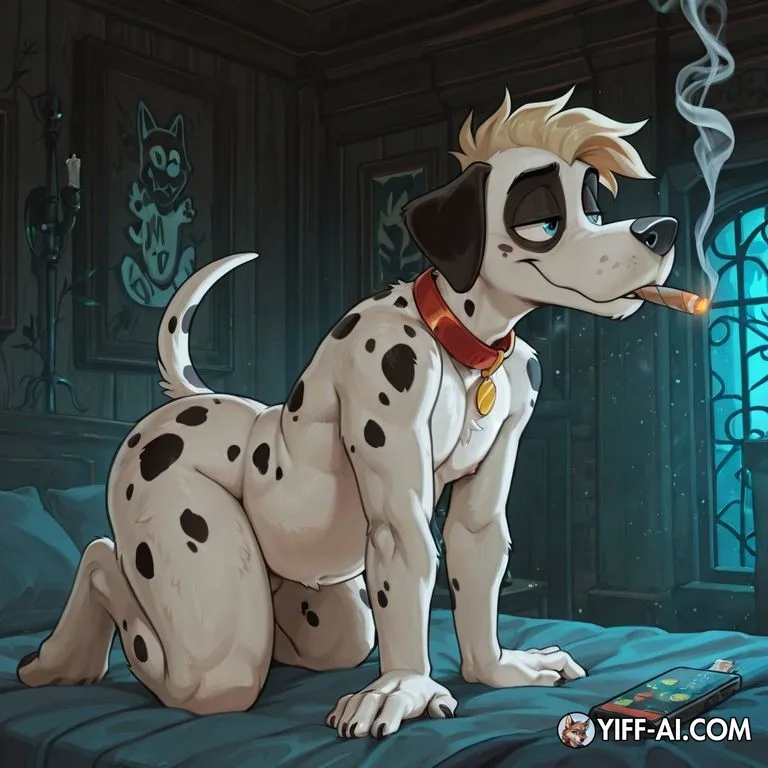 Anthro Dalmatian Smoking Marijuana