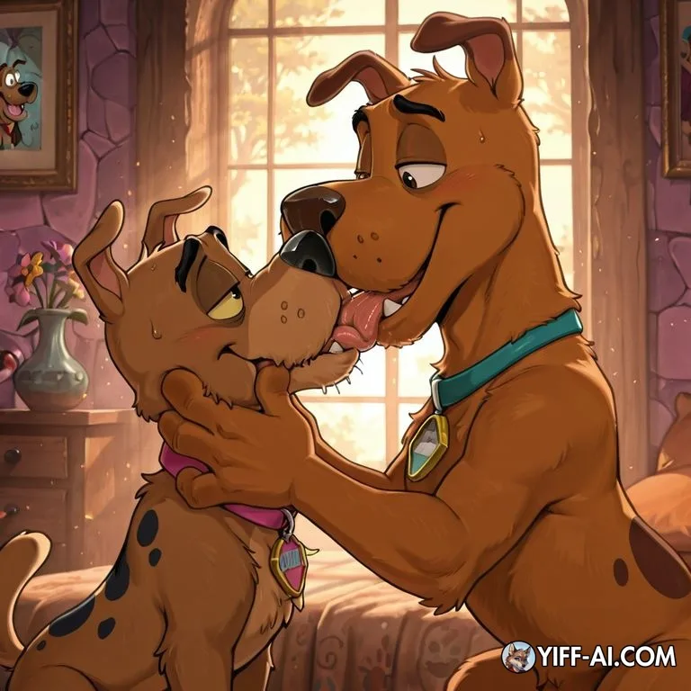 Courage and Scooby Share a Tender Kiss
