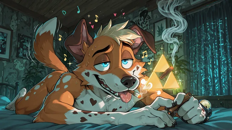 Anthro Canine with Hypnotic Rainbow Fur