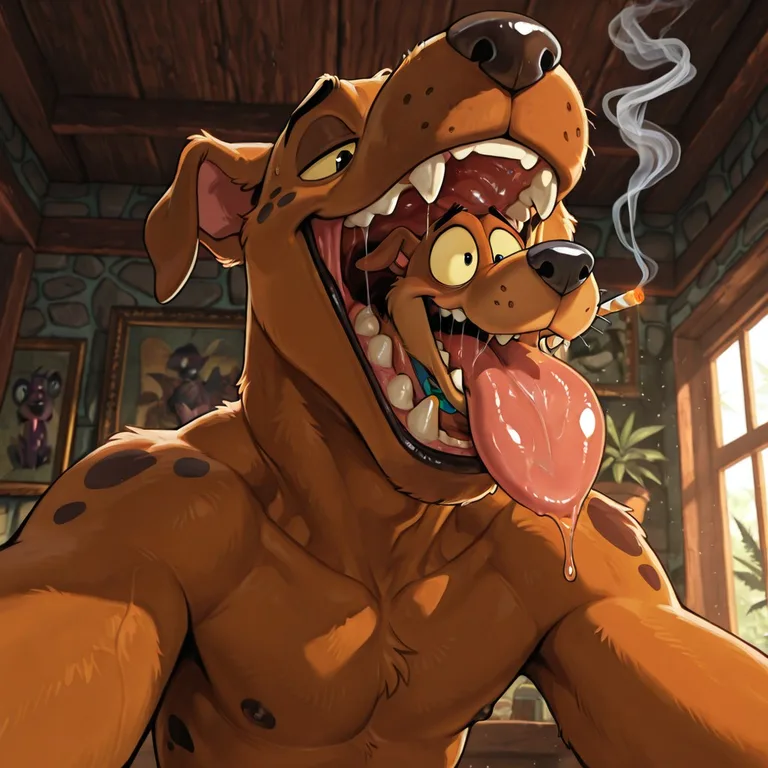 Scooby and Courage in a Hazy Den