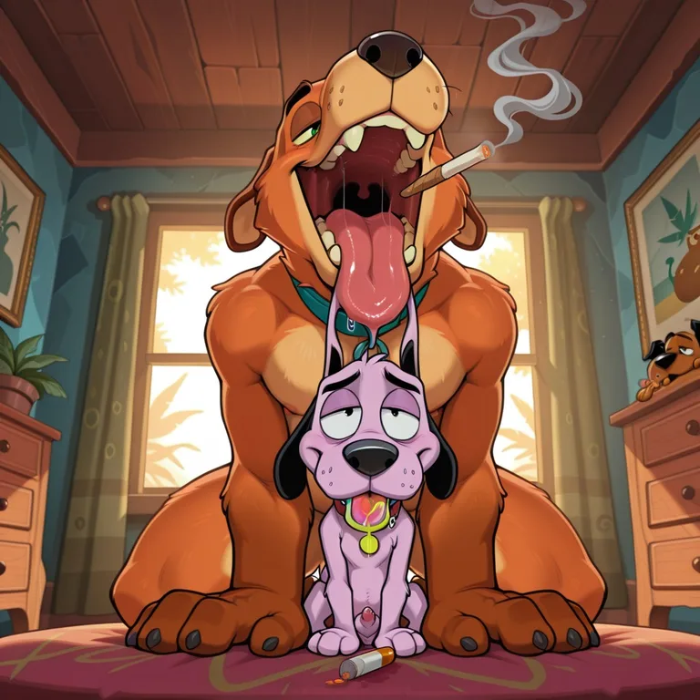 Courage and Scooby Share a Quiet Moment