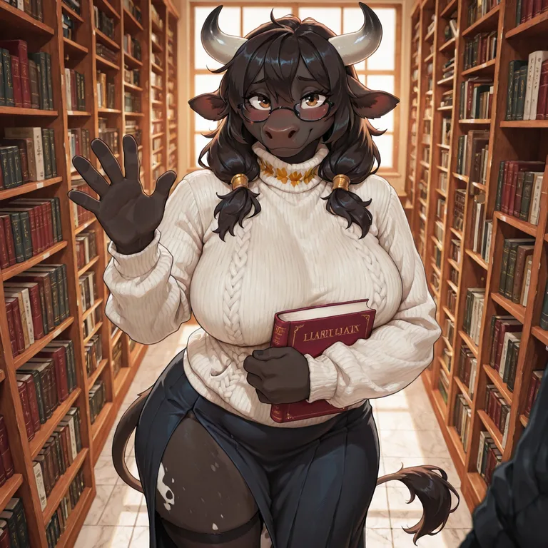 Tauren Scholar Smiling in Library