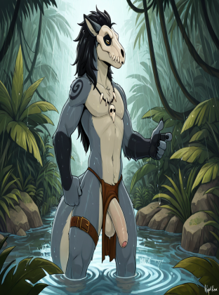 Raptor Warrior in Rainy Jungle