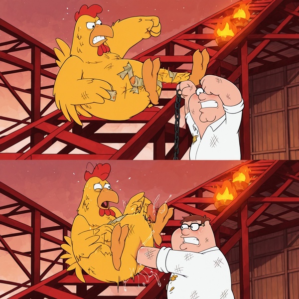 Peter Griffin and Chicken Fistfight Comic