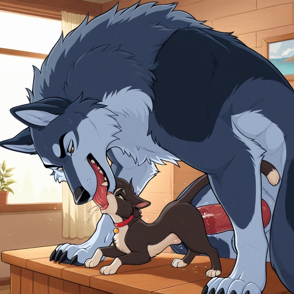 Feral Wolf and House Cat Mating