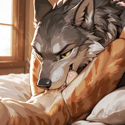 Intimate Furry Couple Embracing Passionately