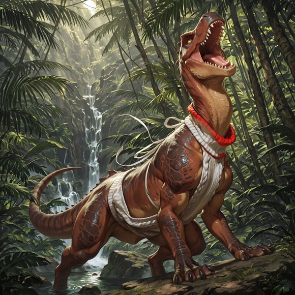 Ferocious T-Rex Roaring in Jungle