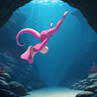 Pink Cobra Stripping Underwater