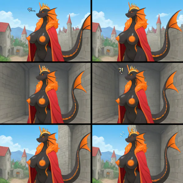 Regal Furry Queen in Castle Setting