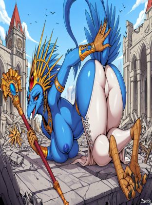 Tzeentch's Avian Deceiver in Ruined Cathedral