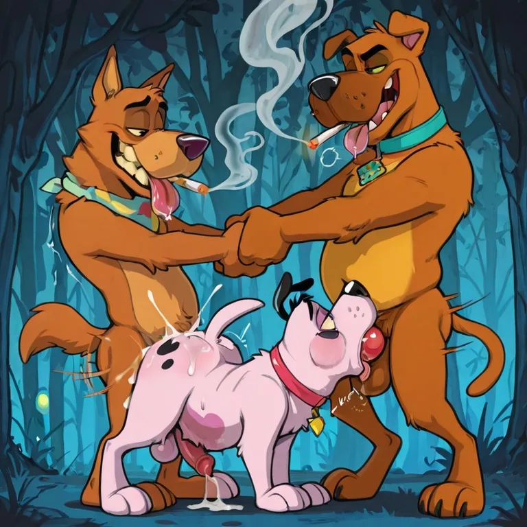 Anthro Dog-Fox-Wolf-Otter in Sensual Marijuana Scene