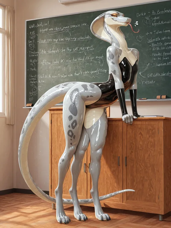 Feral Borzoi-Reptile Hybrid in Latex Leotard