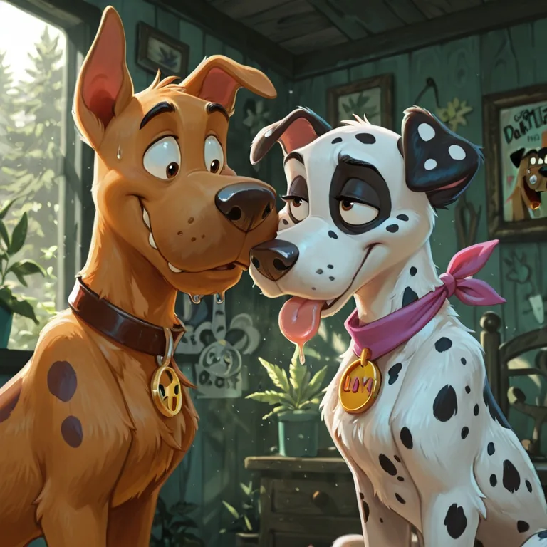 Courageous Dalmatian with Neon Rainbow Fur
