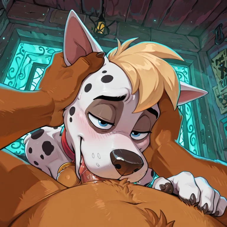 Anthro Scooby Doo and Courage Fox Lupin in Neon Rainbow Fur