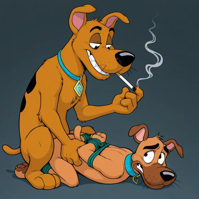 Courage and Scooby Bound Together Smoking