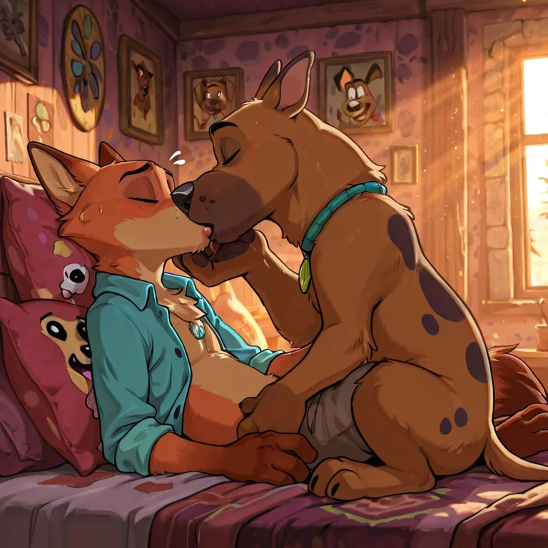 Courage the Cowardly Dog and Scooby-Doo Kissing