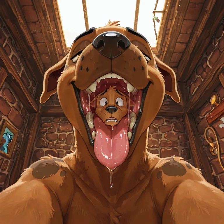 Anthro Dogs Engaging in Oral Vore Scene