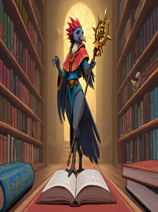 Tzeentch's Avian Lord in Grand Library