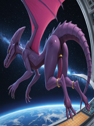 Alien with Penis Wings in Space